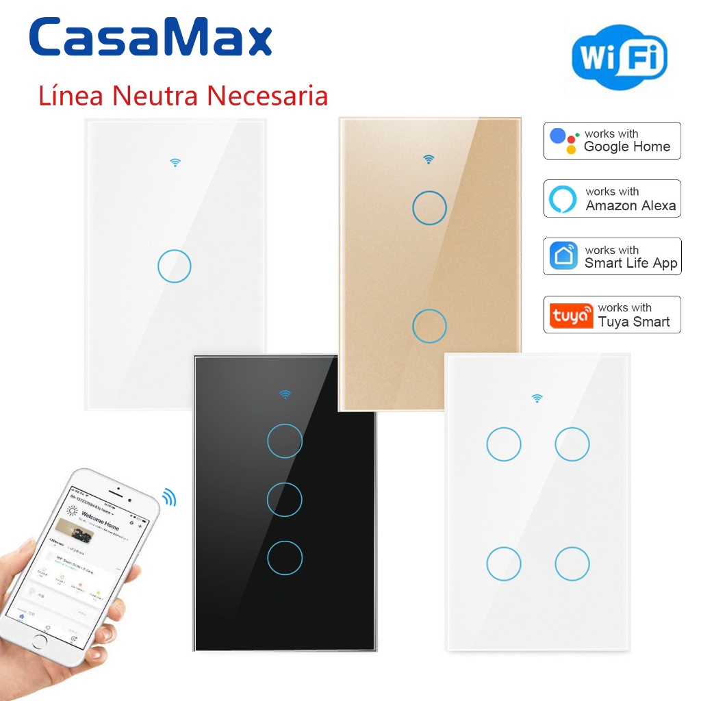 Apagador Inteligente WiFi Interruptor de Luz Apagadoras Smart Switch  Compatible Alexa Google Home