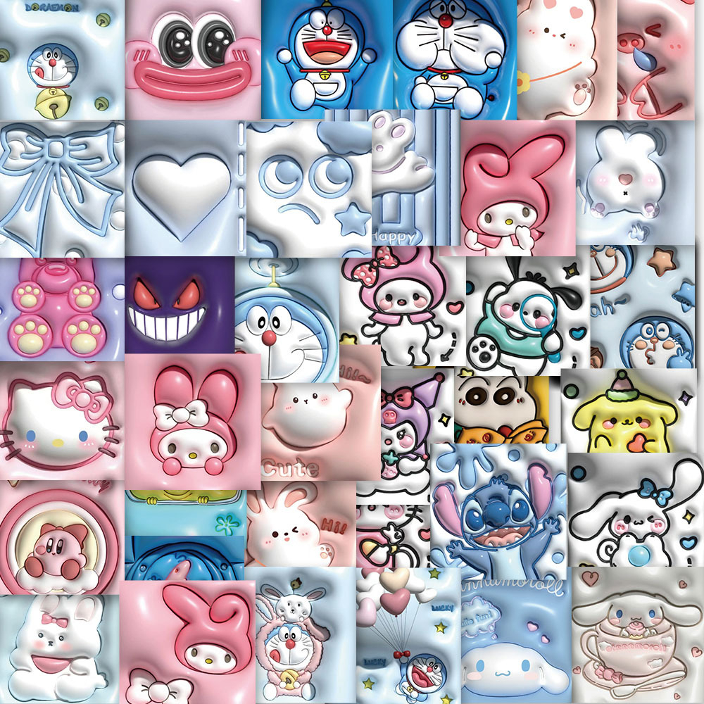 60 Hojas 3D Dibujos Animados Sanrio Avatar Pegatinas Teléfono Caja De Agua  Decoración Cuaderno Lindo Impermeable Manual Material | Shopee México