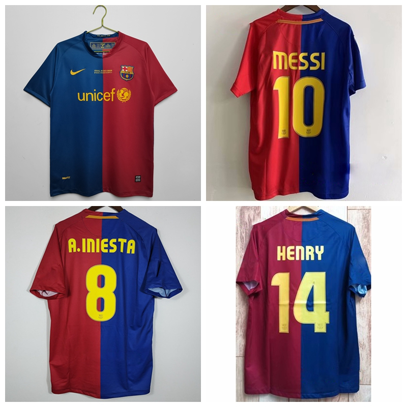 Camiseta De Futbol 2008 09 Temporada Barcelona Retro En Casa Messi Puyol Iniesta Henry Camisas