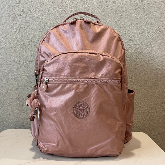 Bolsa Backpack Color Rosa Metálico Para Mujer Kipling