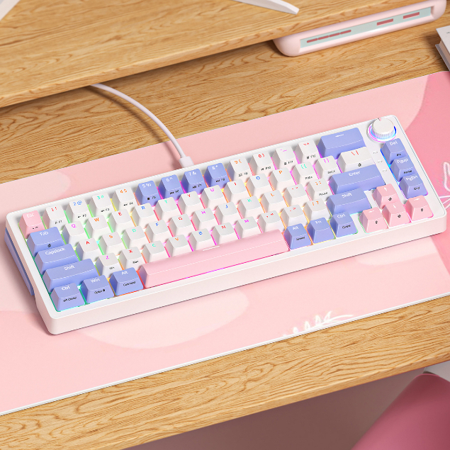 ♡♡♡ Zifrend ZA68 RGB Hotswap Mechanical Keyboard Pink Purple Linear