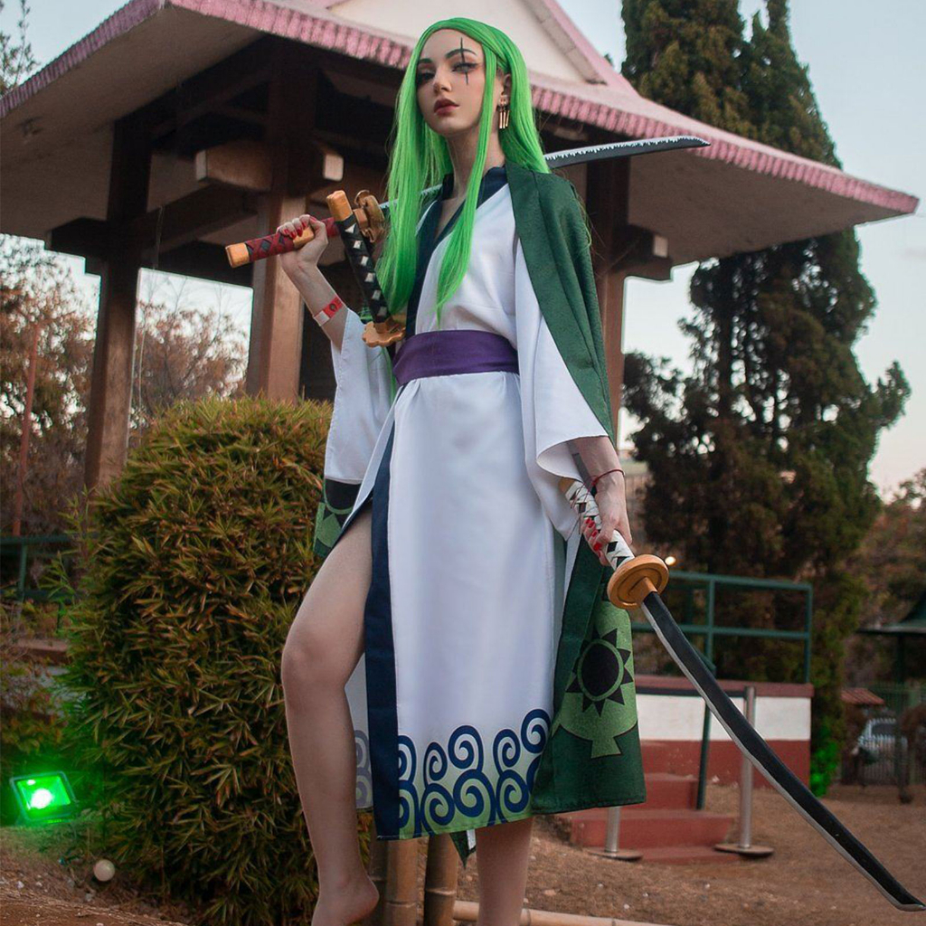 Roronoa Zoro Cosplay Kimono Capa Túnica Halloween Trajes