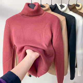 Suéter de cachemira de cuello alto para hombre, suéter grueso de felpa,  Color sólido, moda informal