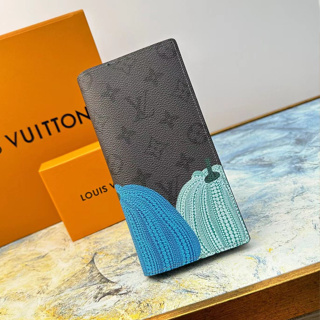 Spot LV Louis Vuitton Yayoi Kusama Mismo color Calabaza Patrón Para Hombres  Y Mujeres Doble Plegado Cartera vertical Tarjetero M81969 Con Caja