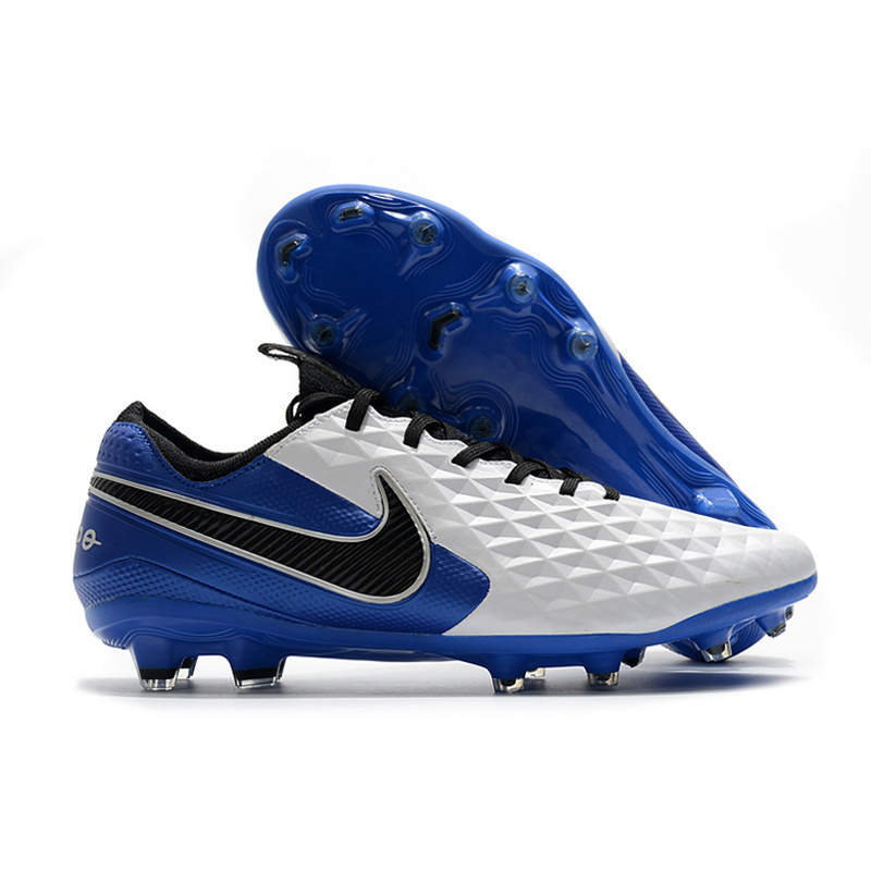 Nike2023 Tiempo Legend 8 Elite FG Botas De Futbol Cristiano Ronaldo Para Hombres Sala Listo Original Nuevo Azul Blanco Corte