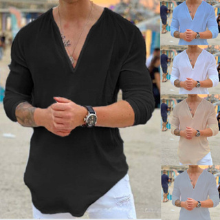 Camiseta ajustada de algodón para hombre, camisa informal de manga corta  con cuello redondo, Henley, novedad de verano, 2018