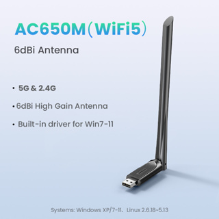 UGREEN-adaptador Wifi AC650/AC1300, 5G y 2,4G, WiFi, USB, Ethernet, para  PC, ordenador portátil, escritorio, Windows, Linux, antena WiFi, Dongle,  tarjeta de red