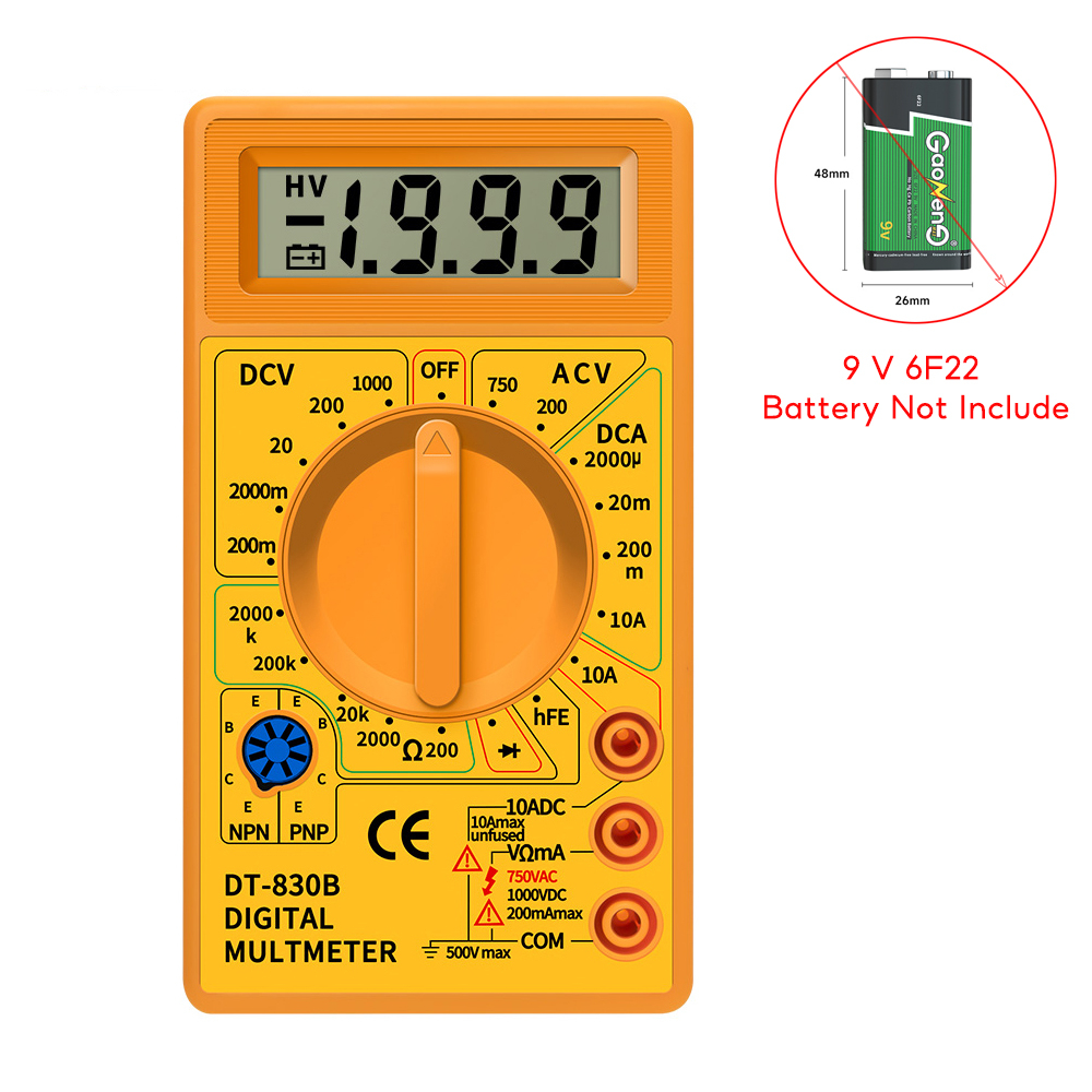 Multímetro Digital De Mano DT830B AC/DC LCD Mini Voltímetro Amperímetro ...