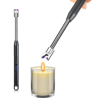 Encendedor de velas, encendedor eléctrico recargable USB, 360°, flexible,  largo, encendedor de arco de plasma, con bloqueo de seguridad, sin llama