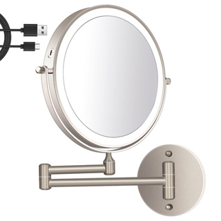 Espejo de maquillaje iluminado con aumento - 8 pulgadas montado en la pared  1x y 10x espejo de maquillaje con aumento con luz