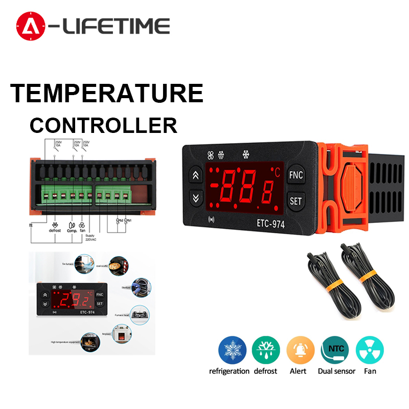 ETC-974 Regolatore Di Temperatura Digitale Microcomputer Termostati Allarme Refrigerazione Sensore 220v 90936590