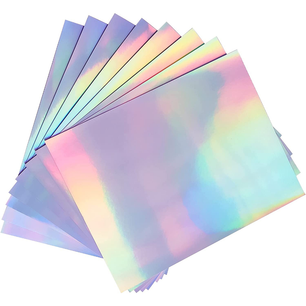 Papel adhesivo holográfico de vinilo transparente holográfico con purpurina  de 12 pulgadas x 20 pies, autoadhesivo, impermeable, transparente