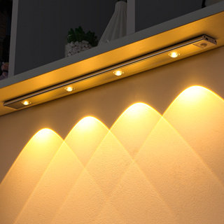 Luz LED para armario, sensor de movimiento, luces para debajo del gabinete,  67 LED, iluminación inalámbrica recargable por USB para cocina, armario