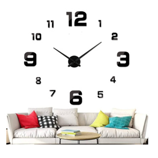 Reloj de pared grande para bricolaje, moderno reloj de pared 3D sin marco  con números de espejo, calcomanías para el hogar, oficina, sala de estar
