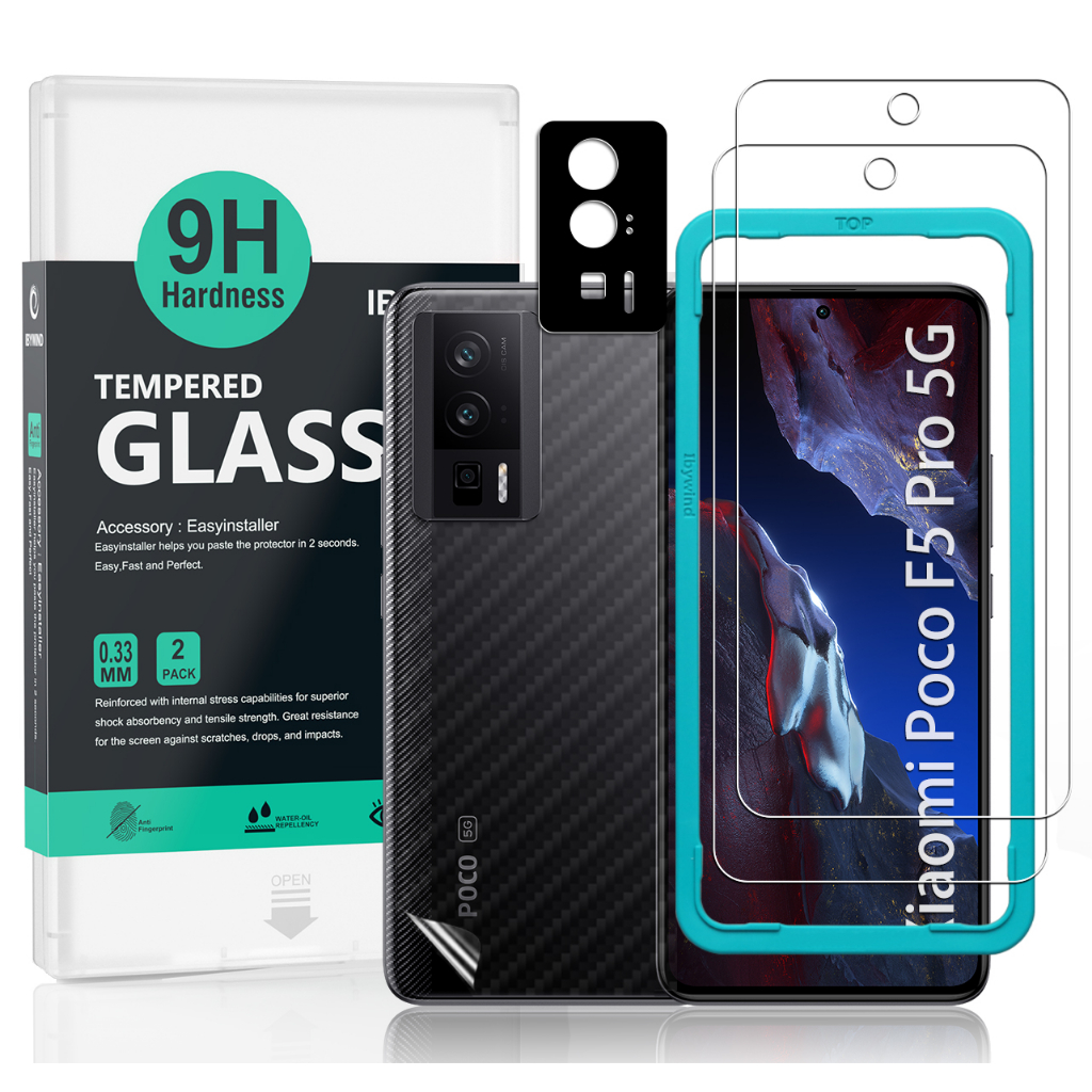 IBYWIND Protector De Pantalla Para Xiaomi Redmi Note 12 Pro 5G/+ 5G , Con 2  Piezas De Vidrio Templado , 1 Pieza De Lente De Cámara Película De Fibra De  Carbono De