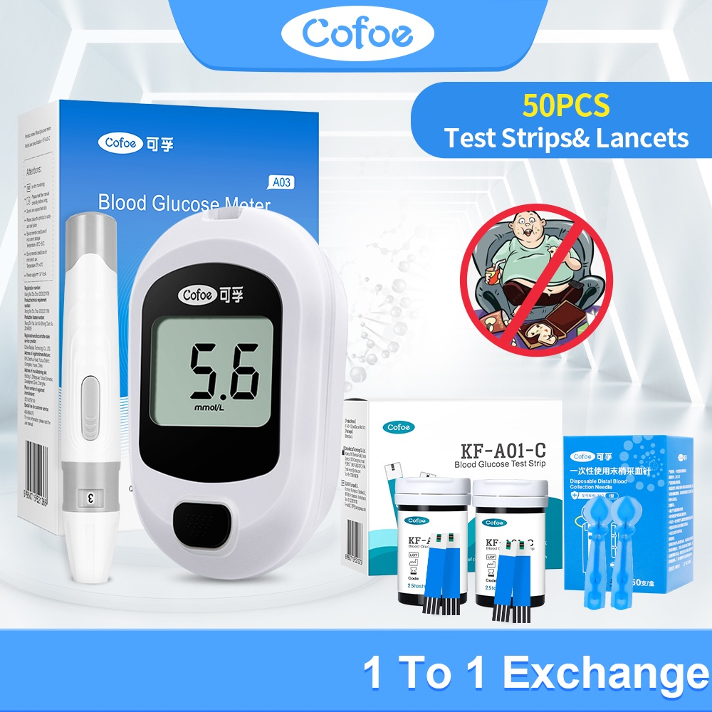 Cofoe Yice Blood Glucose Meter Diabetes Sugar Test Kit Monitor Con Free