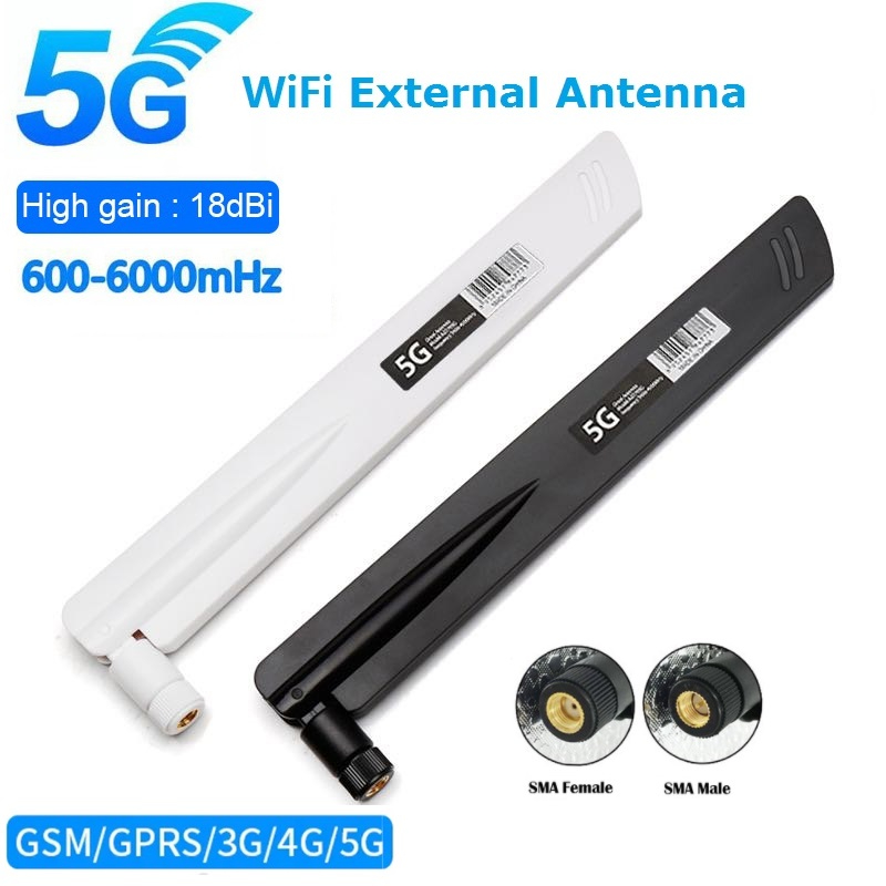 Antenna 5G Omni SMA 18dBi Full-band 600-6000MHz – Connettore Maschio, Copertura 360°, Per Router E IoT