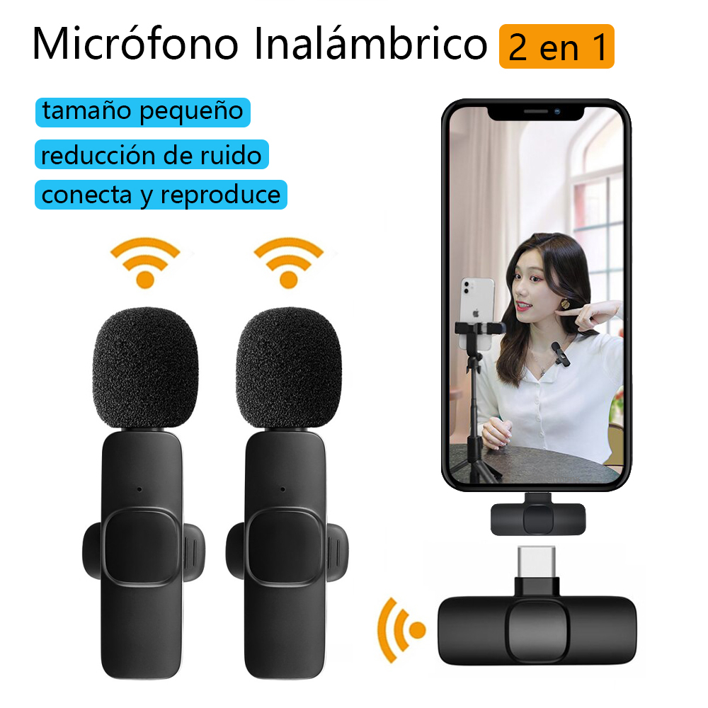 Microfono inalambrico Andriod, J11 Micrófono Movil Tipo C, 1+1