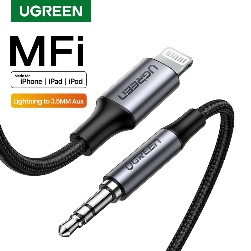 UGREEN MFi Lightning A 3.5mm Cable Auxiliar Para iPhone 3.5mm Jack Macho  Coche Convertidor Adaptador De Audio Auriculares