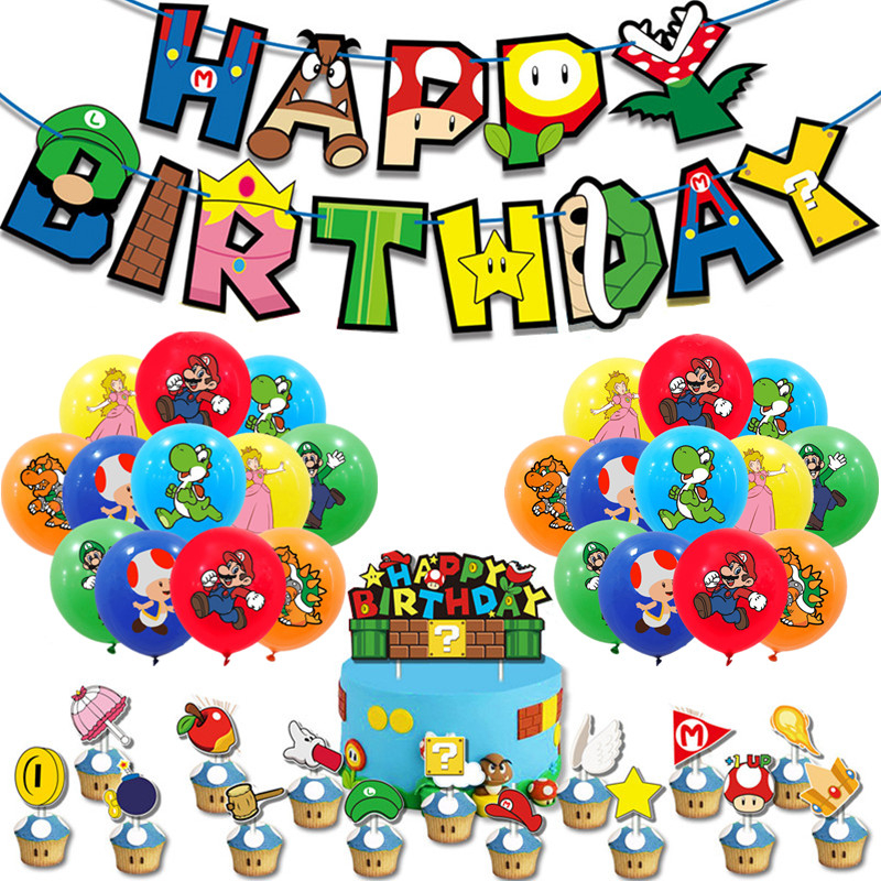 Decoraciones De Fiesta Super Mario Bros Para Cumpleaños De Niños