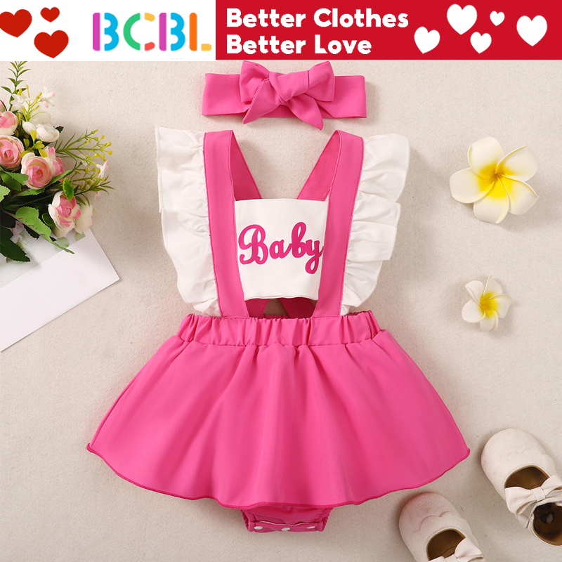 BCBL Vestido Barbie Para Bebé Niña Rosa Sin Mangas Espalda Mameluco 3 18  Meses