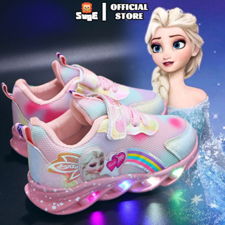Zapatos de cuero de princesa Disney para niñas, zapatos de tacón alto  informales con flores y purpurina para niñas, zapatos de niñas con nudo de