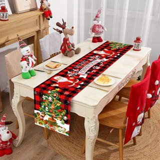 Camino de mesa de Navidad – Algodón y lino de 90 pulgadas, muñeco de nieve  rojo rústico copo de nieve para corredor de cama, mantel de Navidad de
