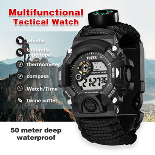 Reloj táctico militar 23 en 1 para hombre, multifuncional, resistente al  agua, de supervivencia con brújula, silbato y termómetro, pulsera de reloj  de