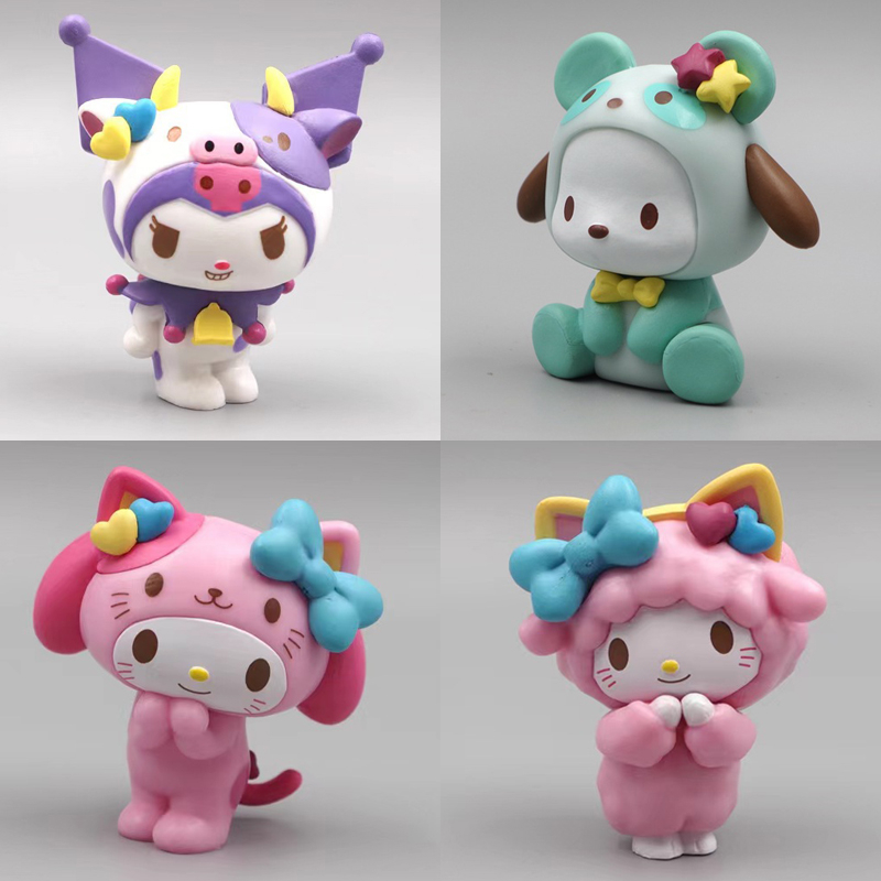 1Pcs 6cm Sanrio Anime Figura Pochacco Hello Kitty Kuromi Vaca Gato ...