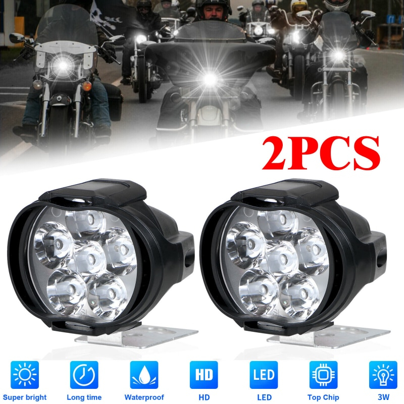 Luces antiniebla para motocicleta, faros delanteros LED para motocicleta,  forma de búho con haz alto y bajo, luz de conducción universal para