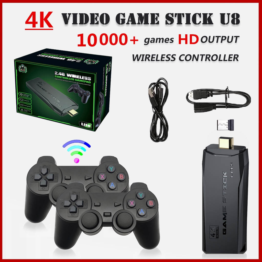 Game Stick Ultra 4K - 10.000 Juegos + 2 Controles Inalámbricos