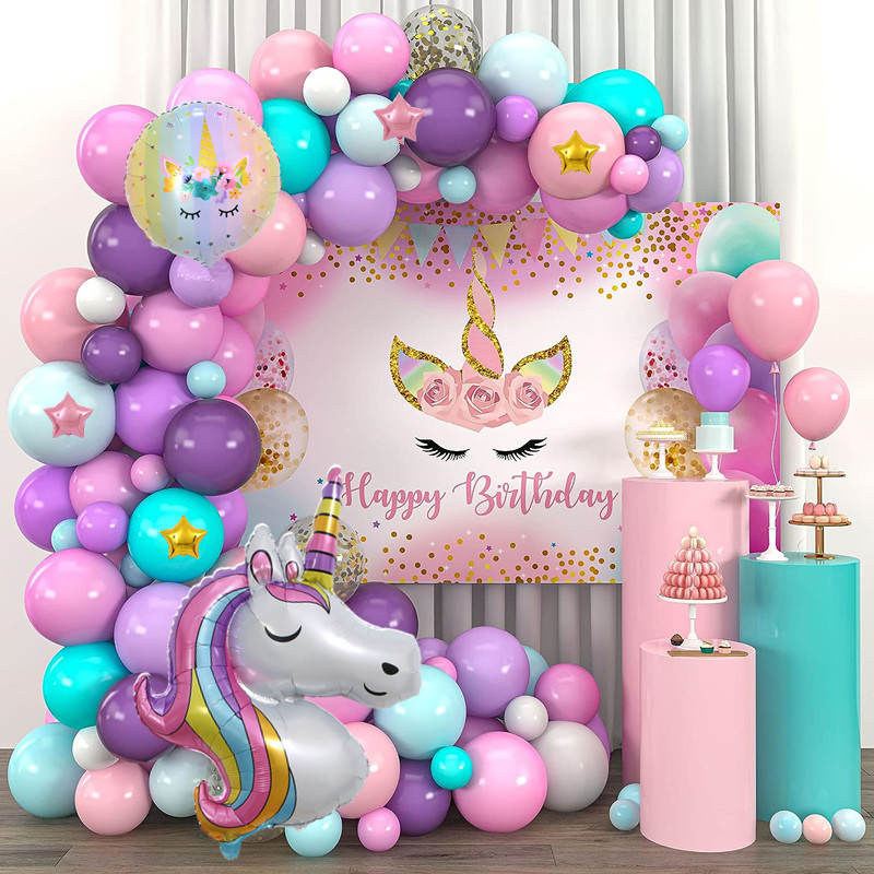 Decoración de globos de 1, 2 y 3 años para cumpleaños de niñas, decoraciones  para fiestas de primer cumpleaños para niños y niñas, guirnalda de globos  rosa para Baby Shower - AliExpress