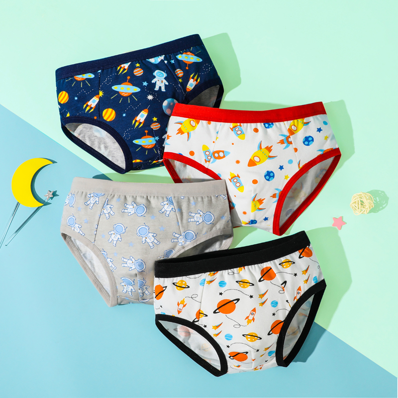4 Pcs Set Algodon Suave Ninos Ropa Interior Boxer Bebe Bragas Diseno Impreso Adolescente Nino Calzoncillos