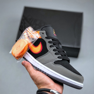 Jordan 1 best sale gris con naranja