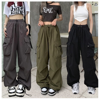 Comprar Pantalones Cargo Vintage para mujer, vaqueros holgados, moda de los  años 90, ropa de calle con bolsillos, pierna ancha, cintura alta, pantalones  vaqueros rectos Y2k, monos