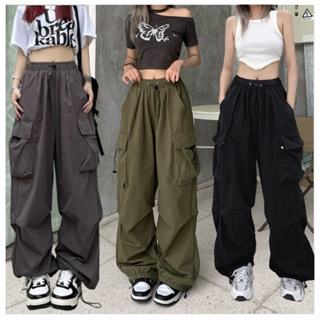 Pantalones cargo para mujer, de cintura alta, holgados, con bolsillo,  holgados, pantalones Y2K, pantalones de moda