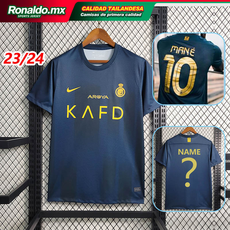 23-24 Camiseta De Equipo Al Nassr Cristiano Ronaldo CR7 Visitante Fútbol  Masculino Azul
