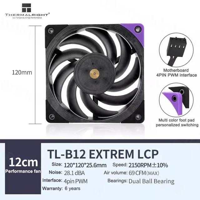 Thermalright TL-B12 EXTREM LCP 120mm Ventilador De Caja PWM Grado De ...