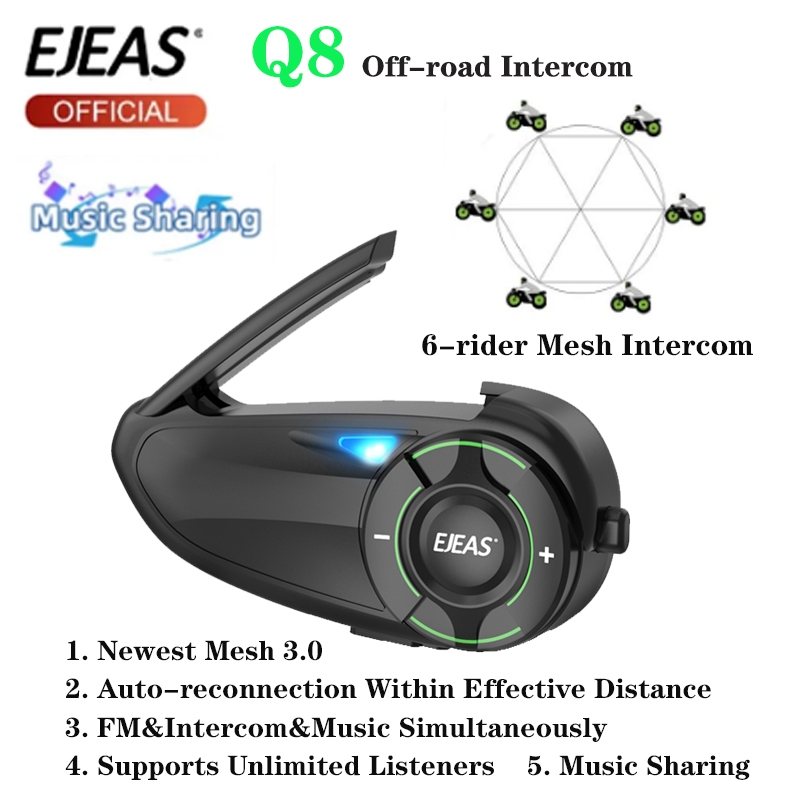 Q7 - Casco de motocicleta con intercomunicador Bluetooth, auriculares  Bluetooth 5.1 para motocicleta con reducción de ruido CVC y función de  radio FM