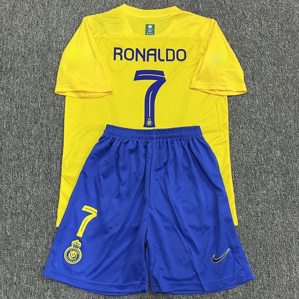 23-24 Camiseta Al Nassr Cristiano Ronaldo Para Niños Kid Kit CR7 Jersey Local Amarillo Playera ...