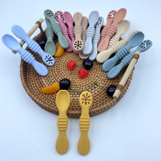 Plato de succión para bebés y niños pequeños, juego de 2 cucharas de punta  suave, platos divididos de bambú (rosa)