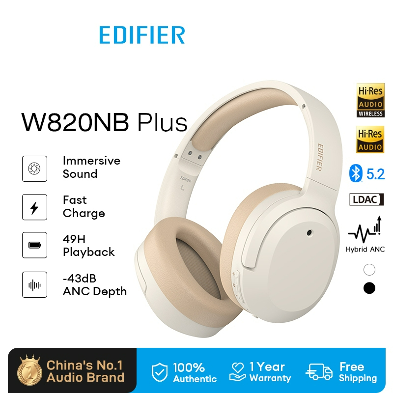 Edifier-auriculares inalámbricos W820NB + Plus, con Bluetooth, cancelación  activa de ruido, hi-res, LDAC, 49H