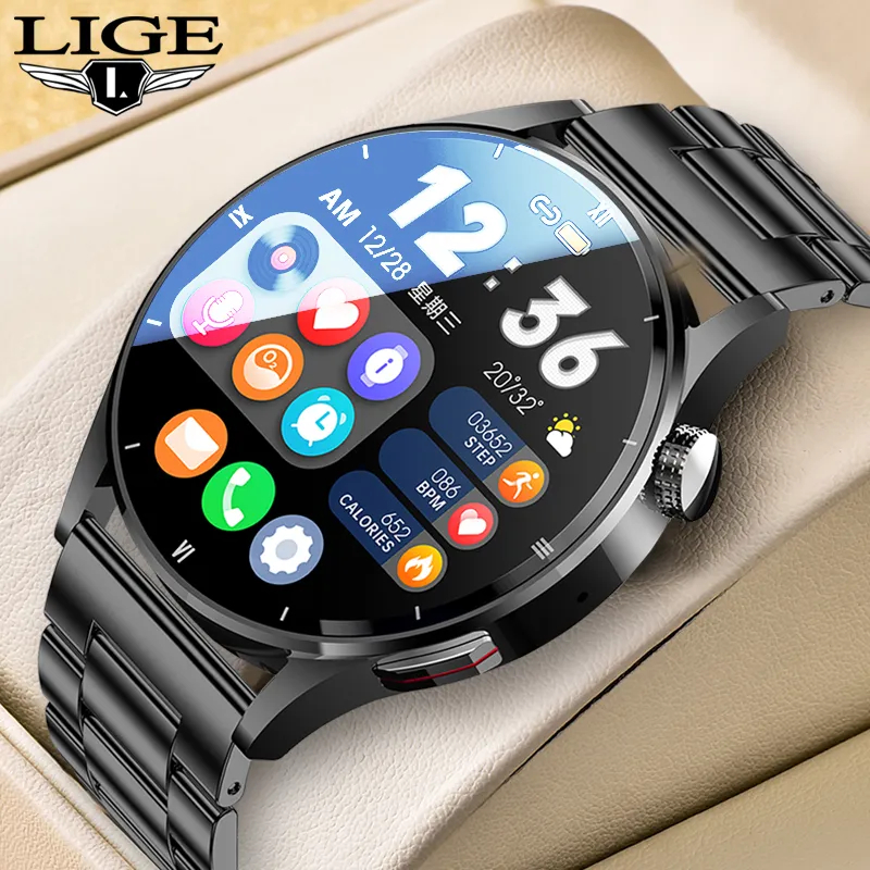 LIGE Reloj Inteligente Hombres Pantalla AMOLED HD Detecci n De