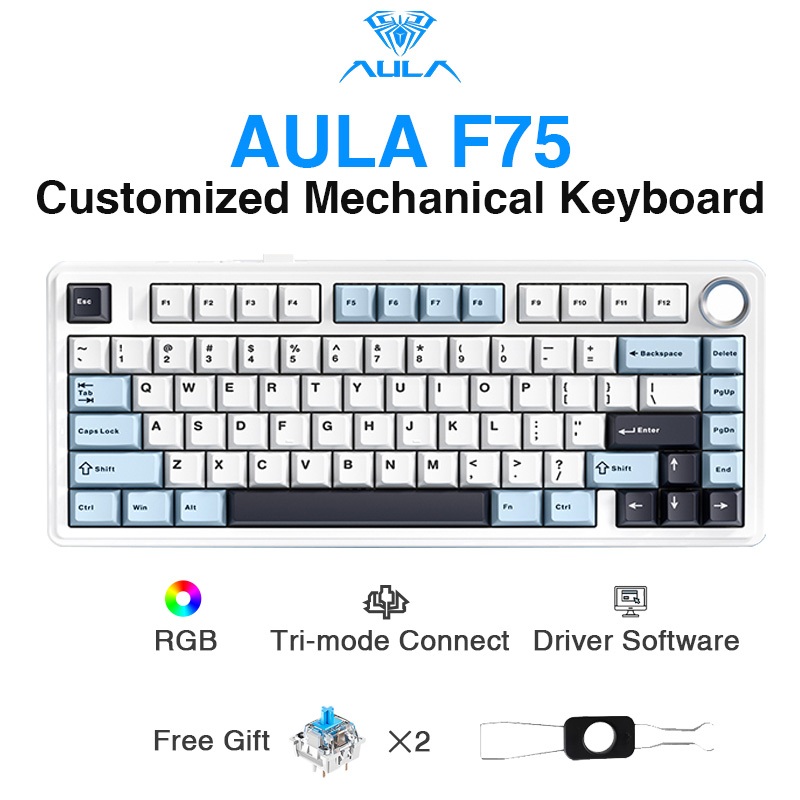 AULA F75 Teclado Mecánico 75 % 80 Teclas RGB Tri-Modo Con Cable ...