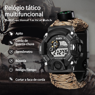 Reloj Militar Hombre Pulsera Paracord Termómetro Silbato