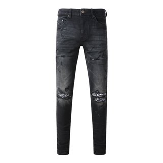 Pantalon negro 2024 hombre roto