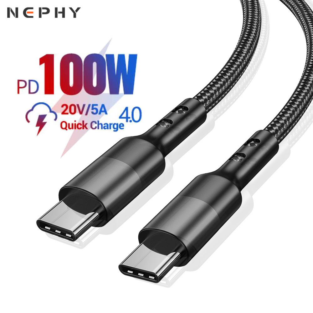  Cable USB C, Baseus 100 W PD 5A QC 4.0 de carga rápida USB C a  USB C, cable de carga USB tipo C trenzado de aleación de zinc para iPhone