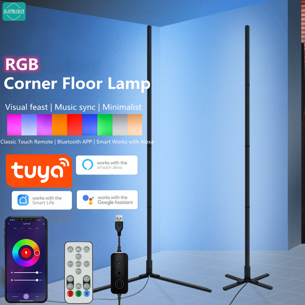 Lámpara de mesa inteligente RGB con control remoto, lámpara Alexa para  dormitorio con control de voz y aplicación y sincronización de música,  lámpara