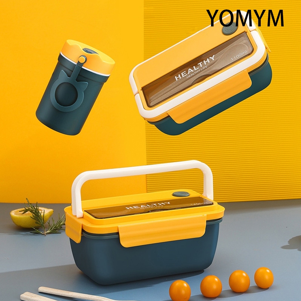 Lunch Box Portátil Fiambrera Con Toppers Y Cubiertos 1100ml | Shopee México