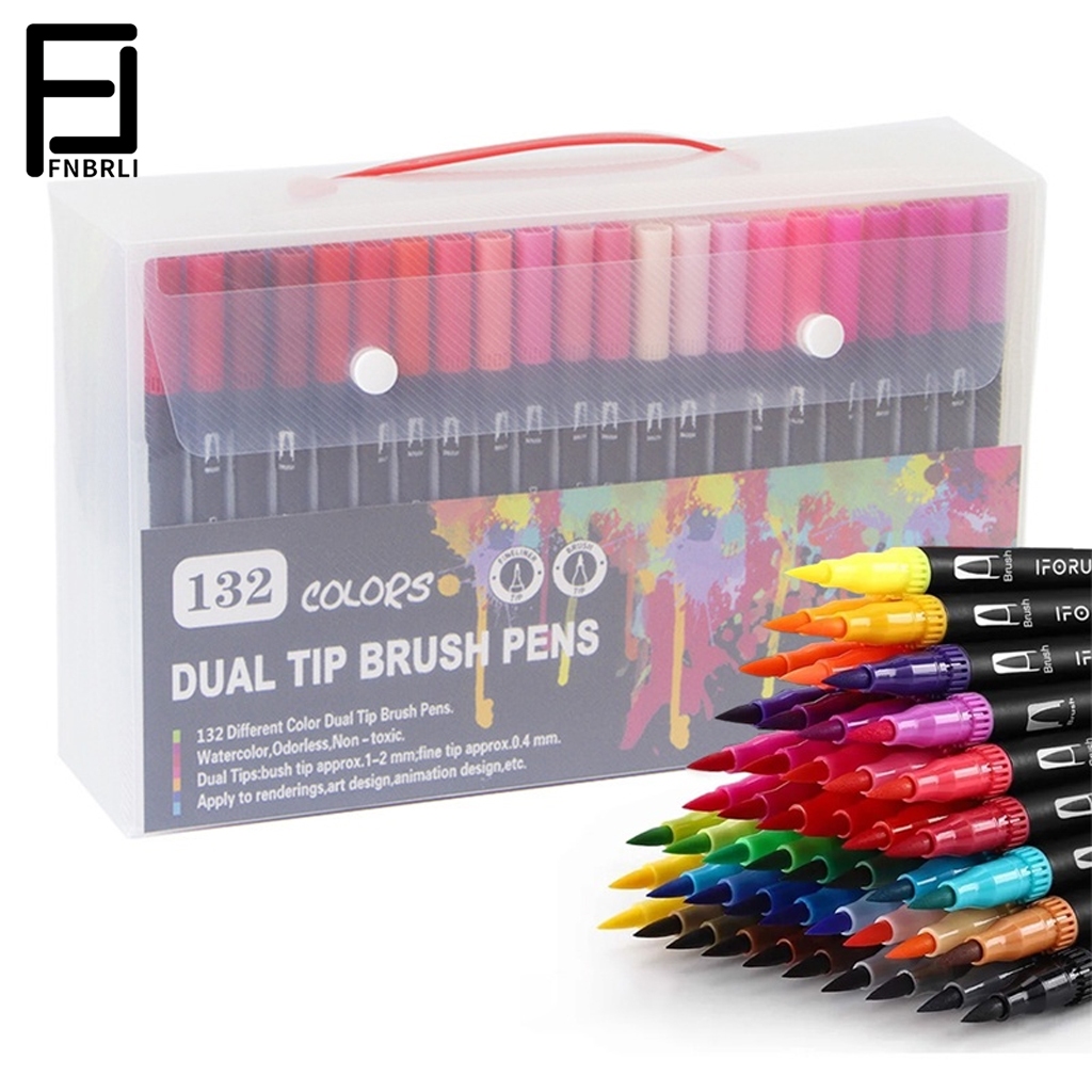 Marcadores de pincel de acuarela Ohuhuhu, 36 colores de doble punta para  colorear rotuladores de colores fineliner, marcador a base de agua para